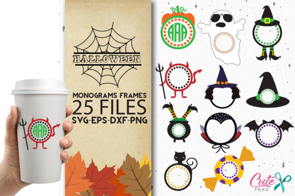 25 Halloween Themed Monogram Frames
