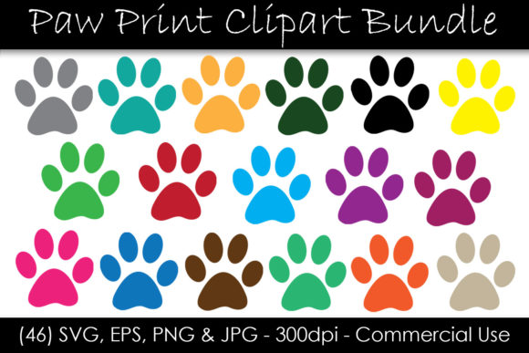 Color Paw Print Clip Art for Graphics