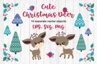 Cute Christmas Deer Graphics and Illustrations