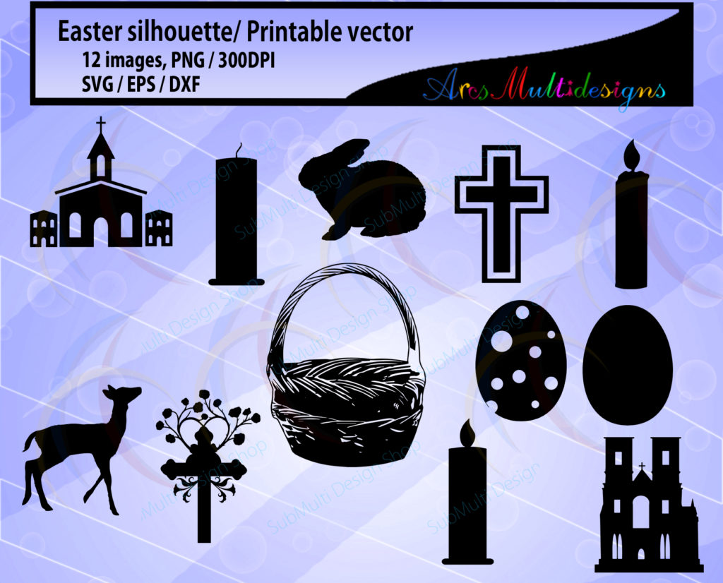 Easter Silhouette Clipart: Graphics for Decorative Elements