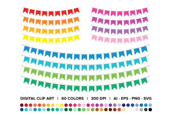 Flag Bunting Banner Clip Art Set