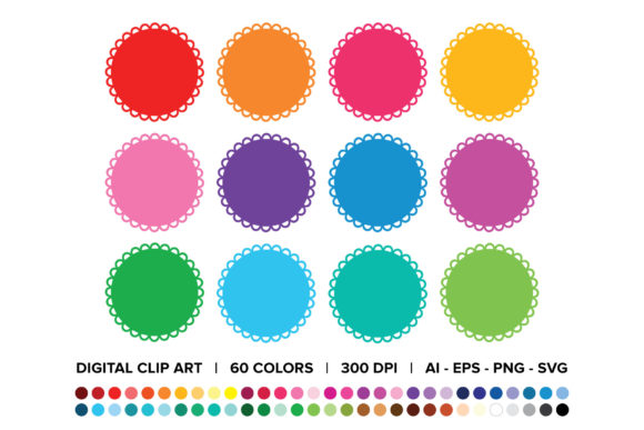 Flower Eyelet Frame Clip Art Set