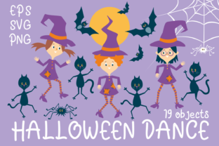Halloween Dance Funny Witches and Black Graphics