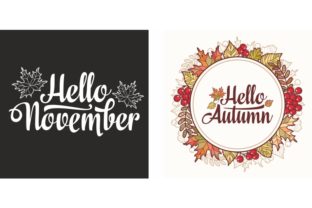 Hello November. Autumn Leaves. Fall Graphics