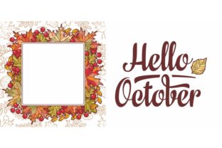 Hello October Lettering Phrase Text Graphics