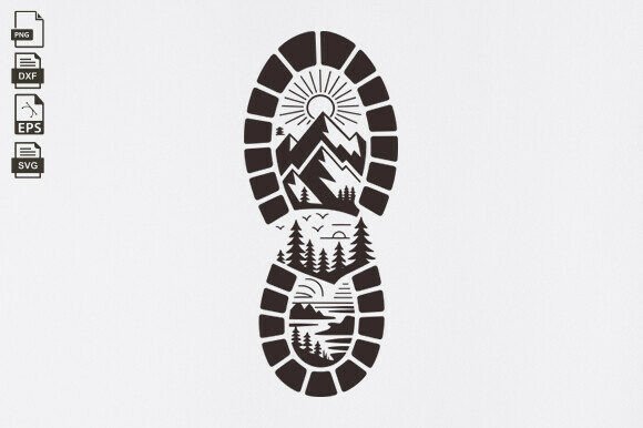 Hiker Boot Mountain, Outdoor Hiker Boot Graphics